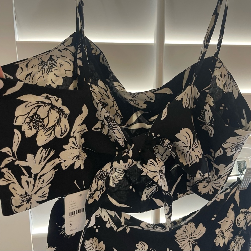 Free People I’ve Got A Feeling Black White Floral Skirt and Top Set, NWT, Small - Picture 12 of 15